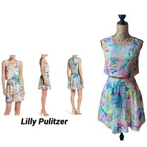 Lilly PULITZER Hilah Floral Print Mesh Skirt & Top Set Neon Multicolor SZ 00 XXS